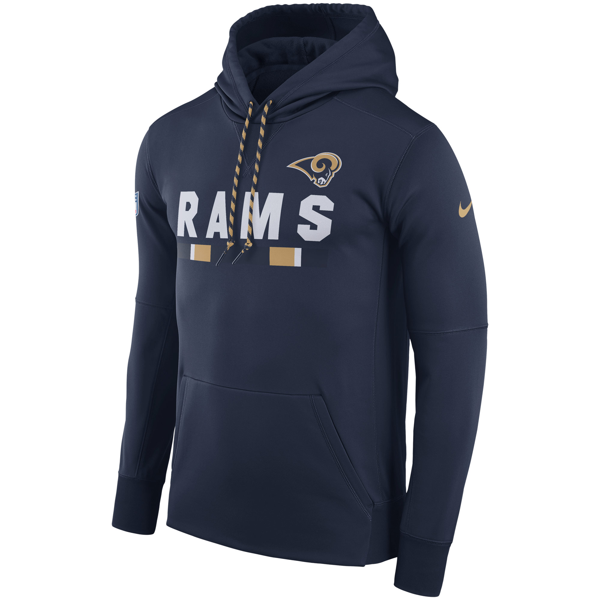 NFL Men Los Angeles Rams Nike Navy Sideline ThermaFit Performance PO Hoodie